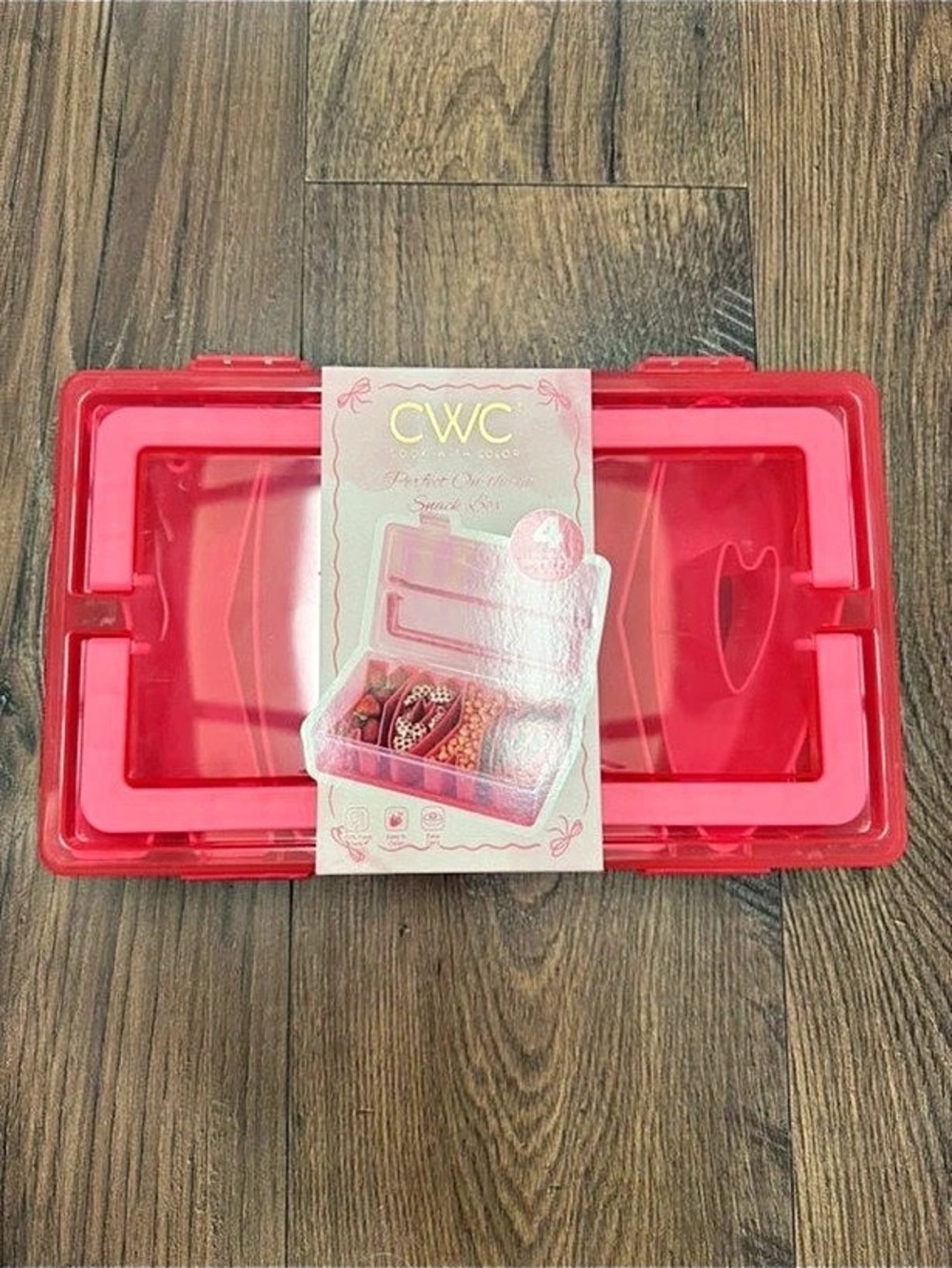 CWC Cook With Color Pink 4 Compartment Snack/Misc Box (Snackle box)
